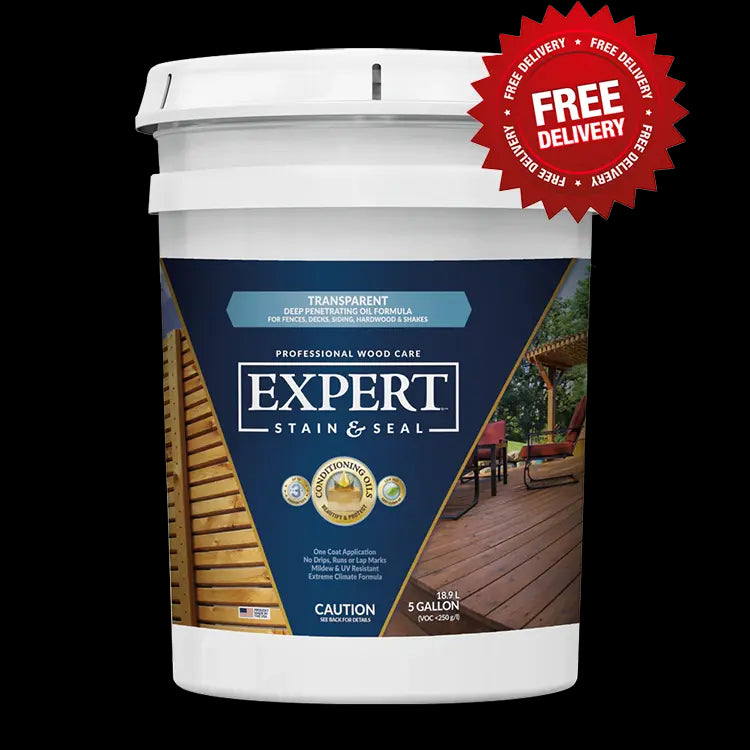 Expert Stain and Seal Transparent Fence, Deck, and Wood Stain - Free Shipping on 5 Gallon Pails